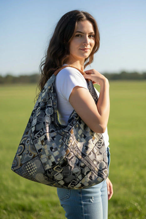 Jijou Capri Giselle Printed Cotton Canvas Oversized Hobo Bag JC-0810