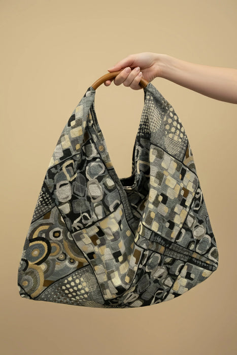 Jijou Capri Giselle Printed Cotton Canvas Oversized Hobo Bag JC-0810