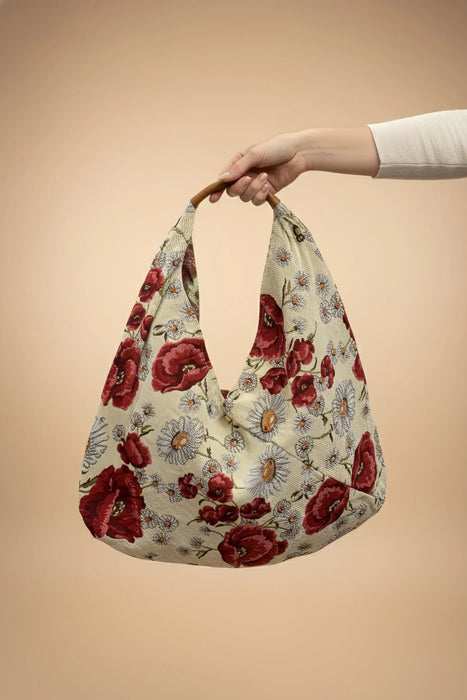 Jijou Capri Giselle Printed Cotton Canvas Oversized Hobo Bag JC-0810