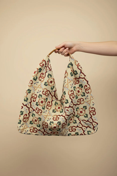 Jijou Capri Giselle Printed Cotton Canvas Oversized Hobo Bag JC-0810