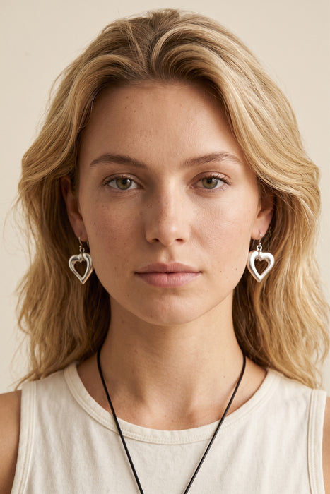 Johnny Was Silver Abstract Heart Earrings CJ72925