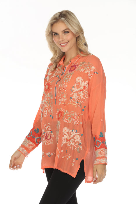 Johnny Was Adrina Embroidered Tunic Top C29024 Boho Chic