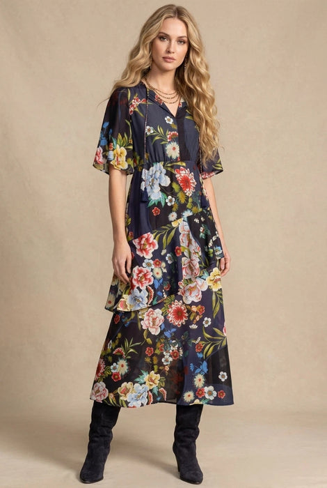 Johnny Was Florean Silk Midi Dress C32125-7