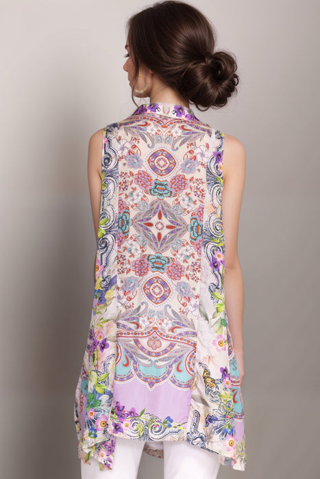 Johnny Was Ahmanita Silk Floral Tunic Top C20824