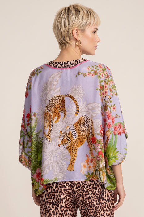 Johnny Was Akoni Floral Animal Print Silk Shirt C19925-6