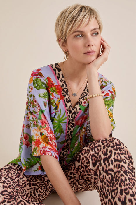 Johnny Was Akoni Floral Animal Print Silk Shirt C19925-6
