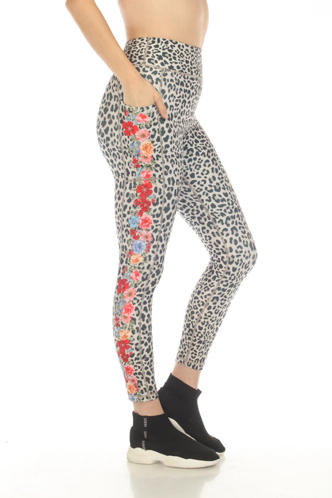 Johnny Was Amabel Bee Active Floral Animal Print Leggings Boho Chic A0222B8
