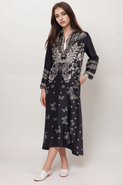 Johnny Was Style C35724 Black Amber Silk Maxi Dress