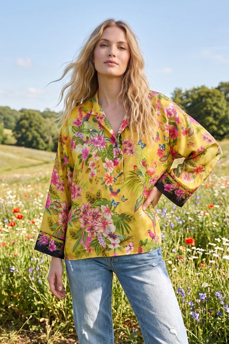 Johnny Was Yellow Koa Floral Silk Blouse C19825-6