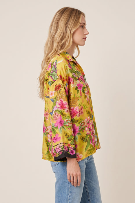 Johnny Was Yellow Koa Floral Silk Blouse C19825-6
