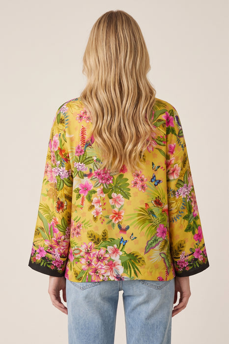 Johnny Was Yellow Koa Floral Silk Blouse C19825-6