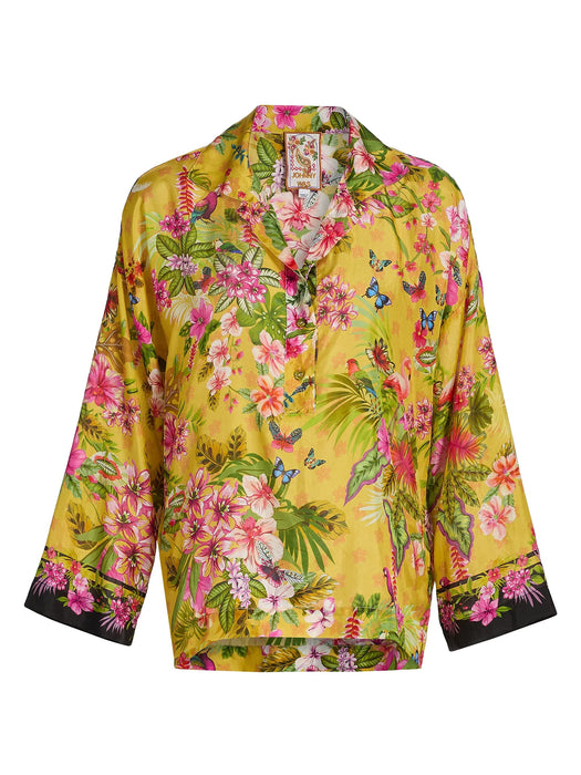 Johnny Was Yellow Koa Floral Silk Blouse C19825-6
