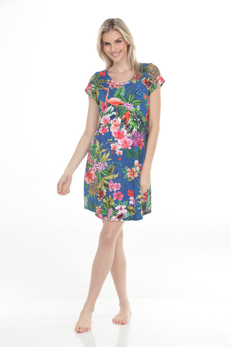 Johnny Was Blue Amorina The Brigette Cap Sleeve Sleep Dress MS8524-A