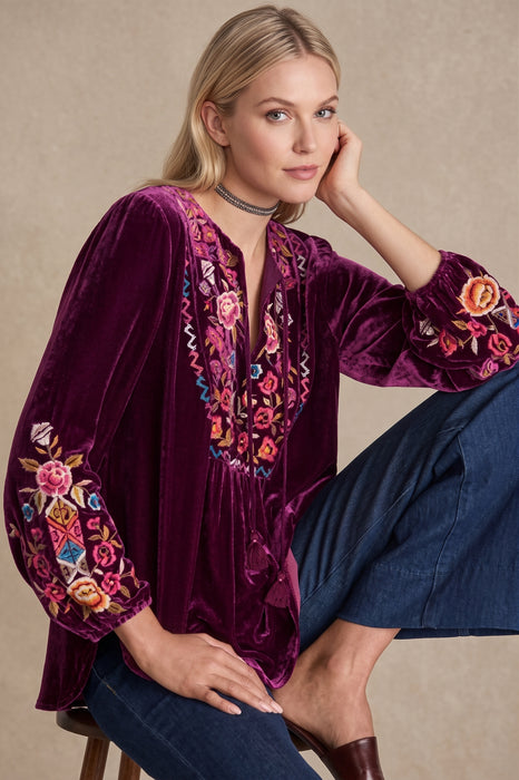 Johnny Was Anaya Front Tie Curved Hem Prairie Blouse J16225-9