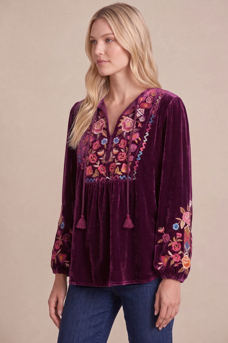 Johnny Was Anaya Front Tie Curved Hem Prairie Blouse J16225-9