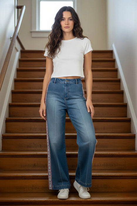 Johnny Was Denim Blue Apaia Wide Leg Jean JWD1170