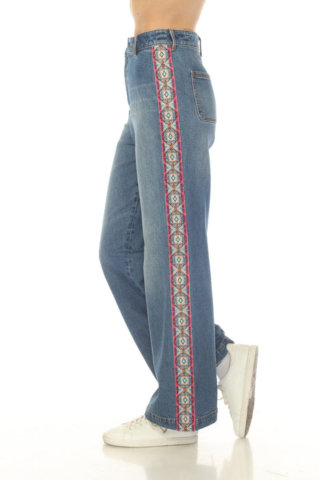 Johnny Was Denim Blue Apaia Wide Leg Jean JWD1170