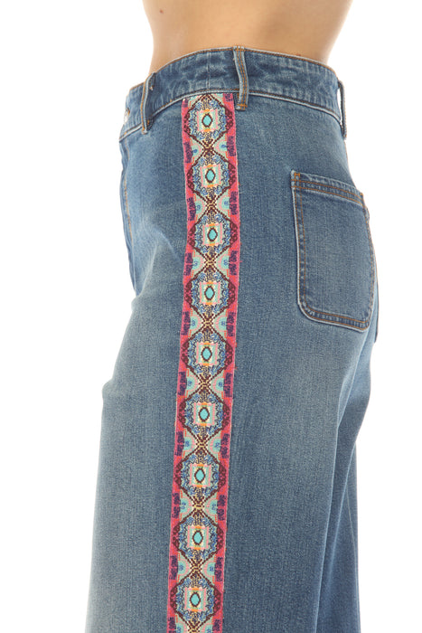Johnny Was Denim Blue Apaia Wide Leg Jean JWD1170