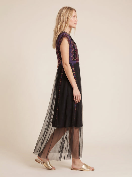 Johnny Was Apolonia Mesh Black Cap Sleeve Dress C37025-O