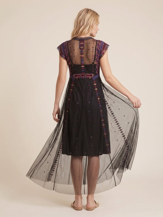 Johnny Was Apolonia Mesh Black Cap Sleeve Dress C37025-O