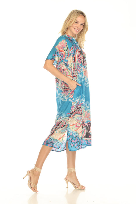 Johnny Was Aris Volante Silk Short Sleeve Midi Dress C37625-2