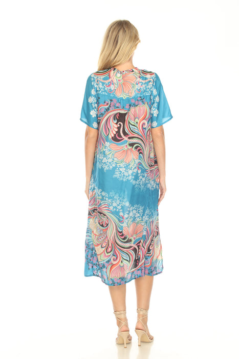 Johnny Was Aris Volante Silk Short Sleeve Midi Dress C37625-2