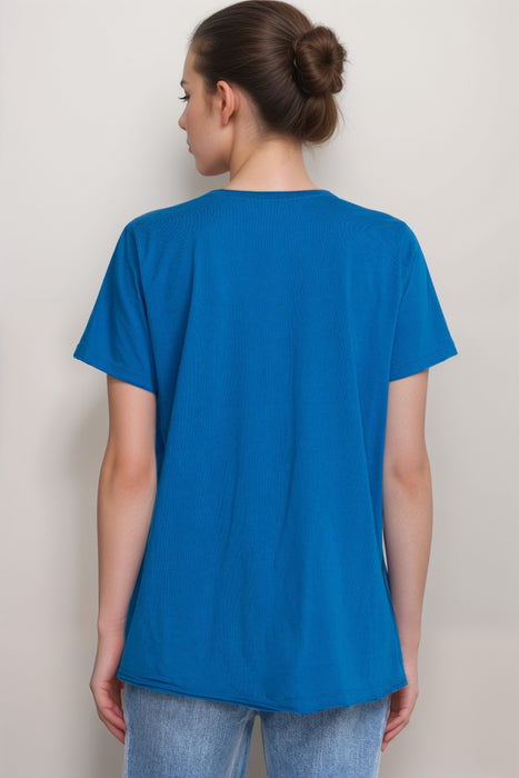 Johnny Was Blue Arizona Embroidered Everyday Tee R16423