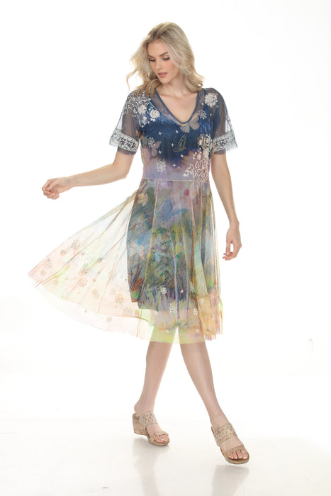 Johnny Was Aurelius Wendi Knee Length Mesh Dress Slip C34025-7