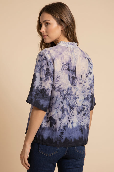 Johnny Was Azurra Button Front Ruffle Neck Shirt W12525-6