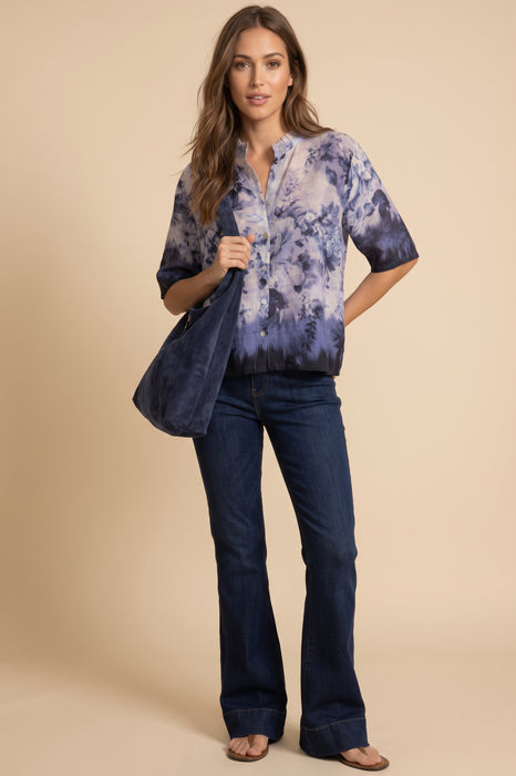 Johnny Was Azurra Button Front Ruffle Neck Shirt W12525-6