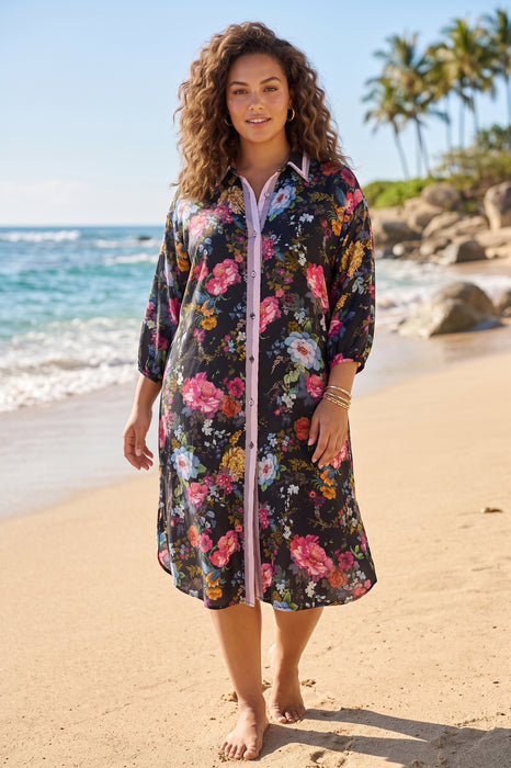 Johnny Was Baccara Button Down Shirt Dress CSW6525-H Plus Size