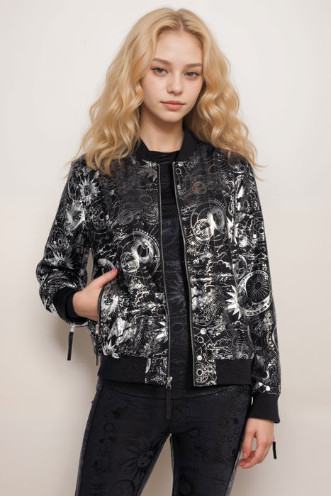 Johnny Was Style A7324-O Black Bee Active Drop Shoulder Bomber Jacket