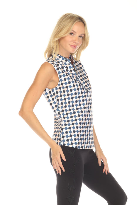 Johnny Was Bee Active Geometric Quarter Zip Tank Top A1005-0