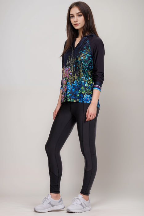 Johnny Was Black Bee Active Jacquard Blocked Legging A2024-E