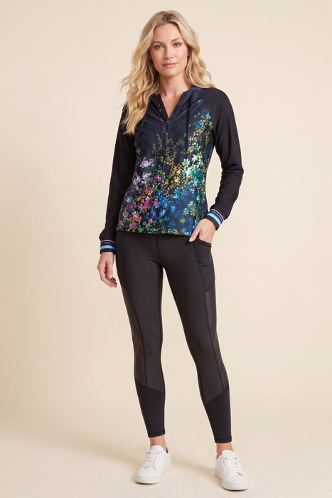 Johnny Was Black Bee Active Jacquard Blocked Legging A2024-E