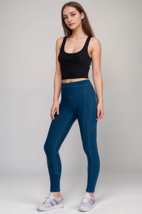 Johnny Was Blue Bee Active Jacquard Blocked Legging A8224-E