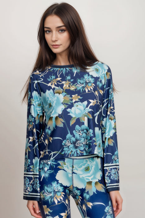 Johnny Was Style A2824-7 Blue Bee Active Kimono Sleeve Swing Tee