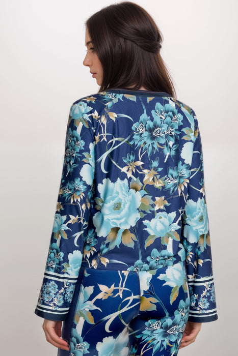 Johnny Was Blue Bee Active Kimono Sleeve Swing Tee A2824-7