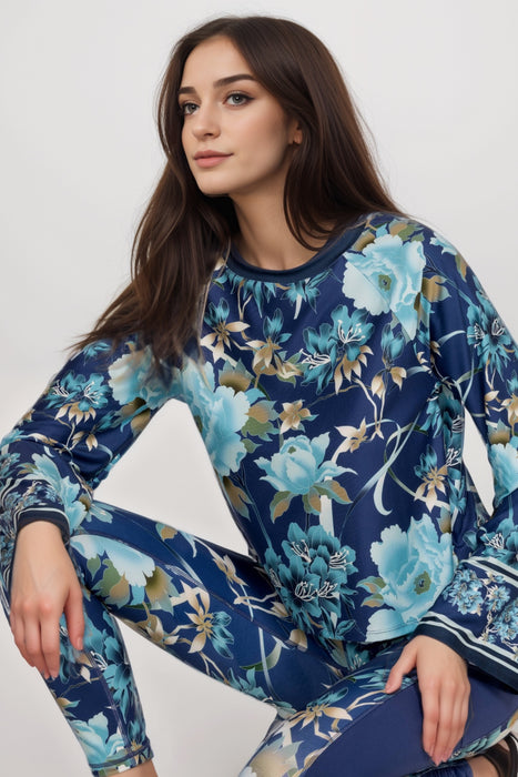 Johnny Was Blue Bee Active Kimono Sleeve Swing Tee A2824-7