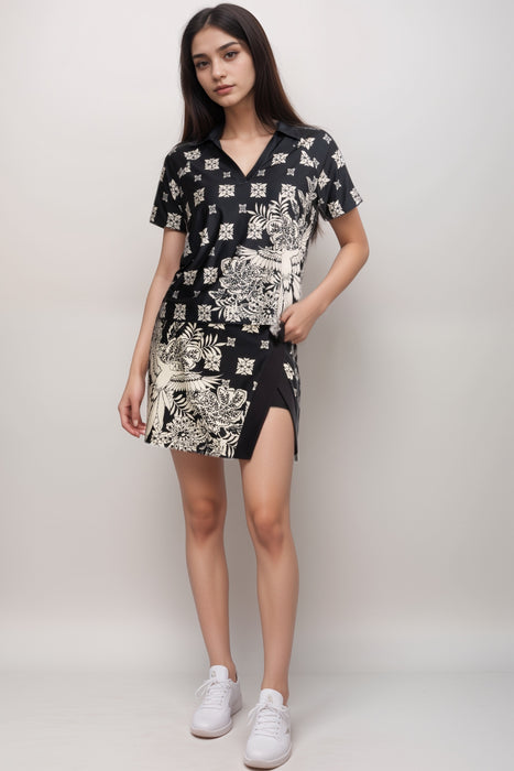 Johnny Was Black Bee Active Myna Boxy Polo Tee A0125-1