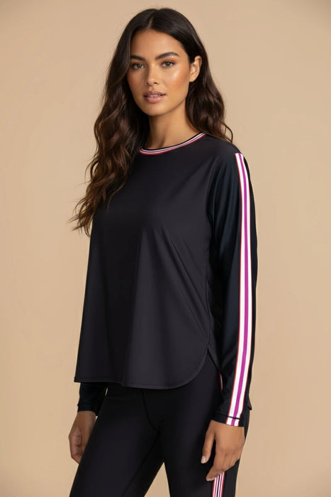 Johnny Was Bee Active Oversize Crop Long Sleeve Tee A0225-1