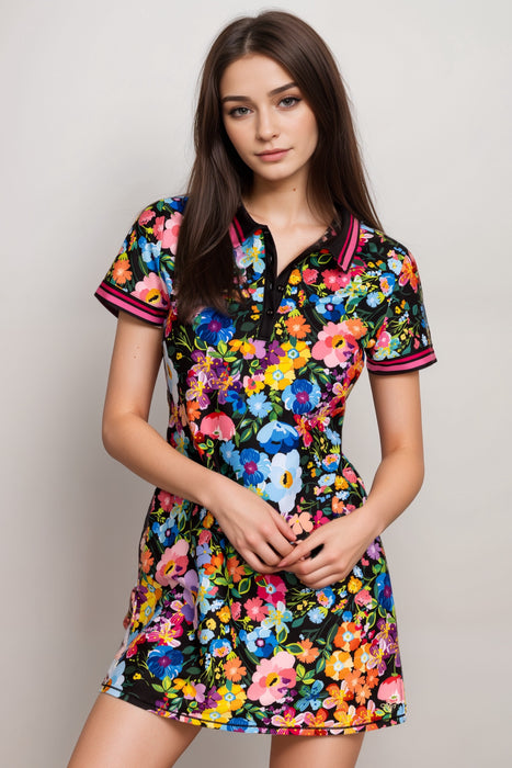 Johnny Was Bee Active Floral Polo Tennis Dress A6724