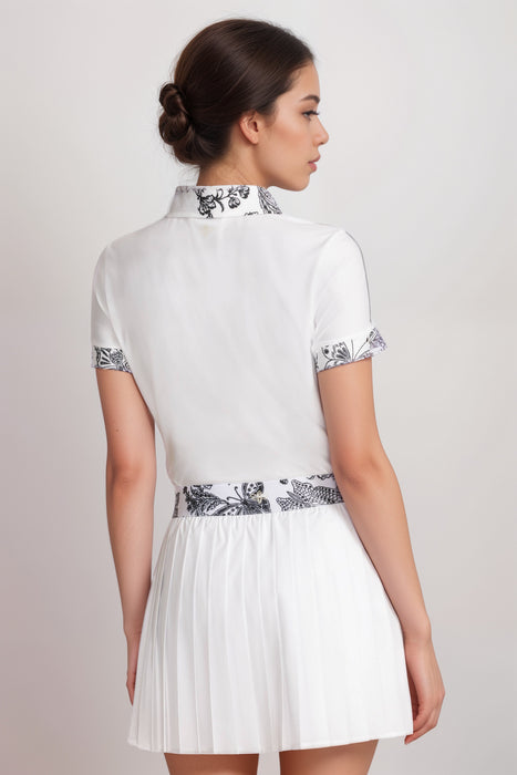 Johnny Was White Bee Active Short Sleeve Polo Tee A2725-4