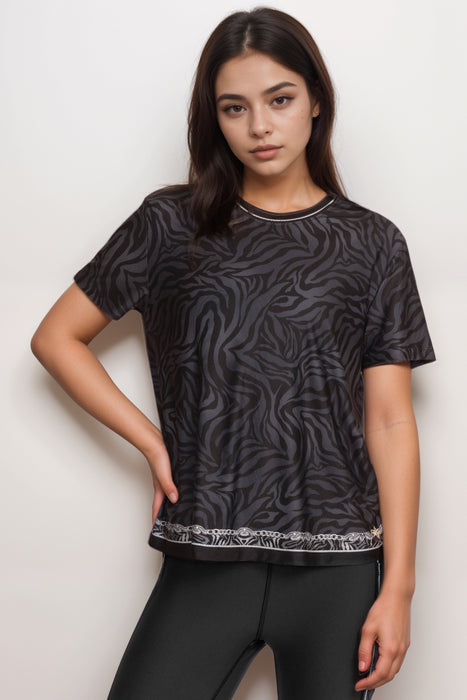 Johnny Was Style A3024-7 Black Bee Active Short Sleeve Crew Neck Tee