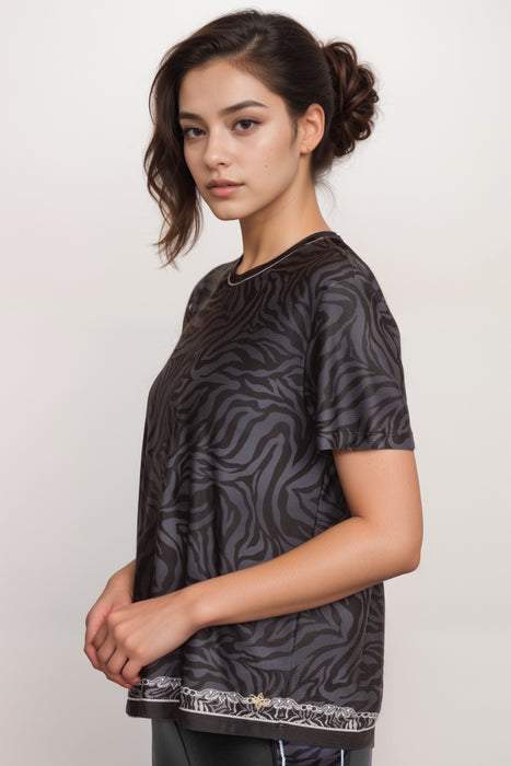 Johnny Was Black Bee Active Short Sleeve Crew Neck Tee A3024-7