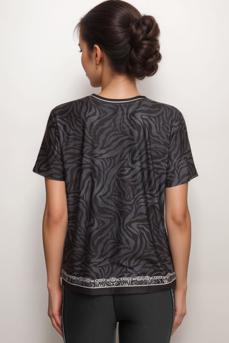 Johnny Was Black Bee Active Short Sleeve Crew Neck Tee A3024-7