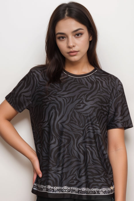 Johnny Was Black Bee Active Short Sleeve Crew Neck Tee A3024-7