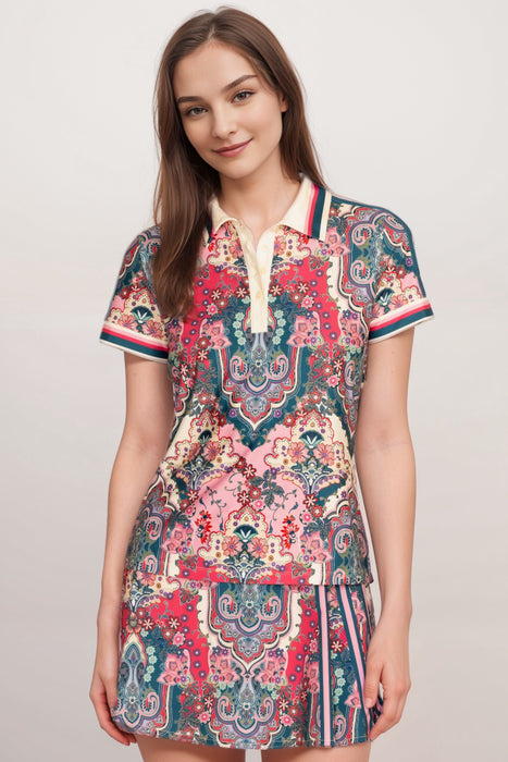 Johnny Was Style A2123-4 Bee Active Short Sleeve Polo Tee