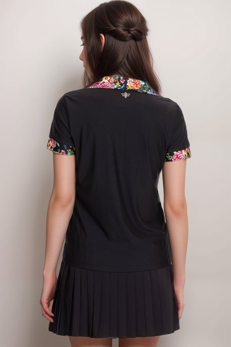 Johnny Was Black Bee Active Short Sleeve Polo Tee A6224-5