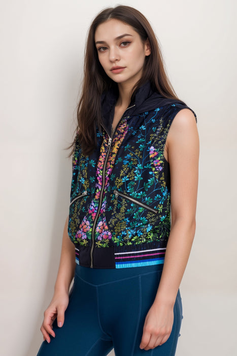 Johnny Was Bee Active Floral Hooded Utility Vest A8124-E